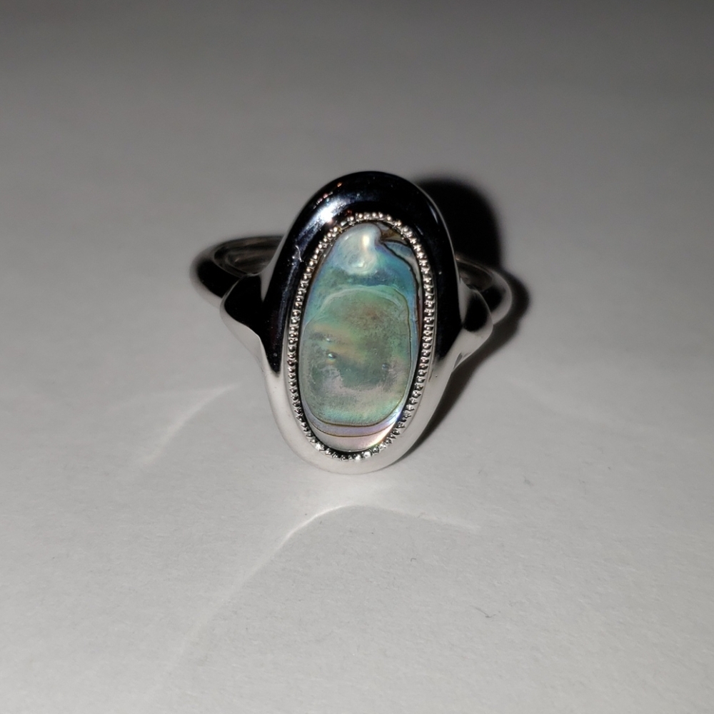 Silver Abalone Ring Size 7